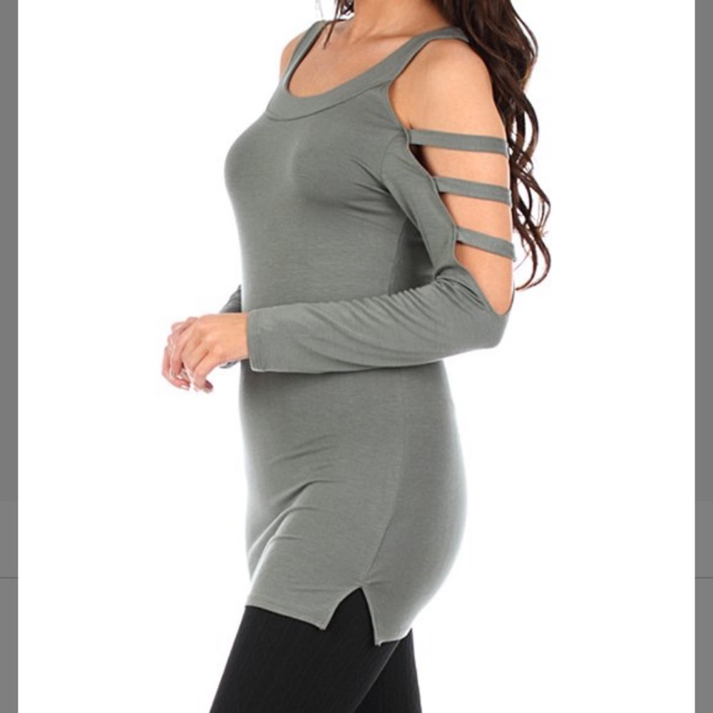 Light Olive Ladder-Cutout Tunic